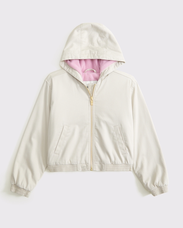 hooded workwear full-zip jacket, Oatmeal view 1