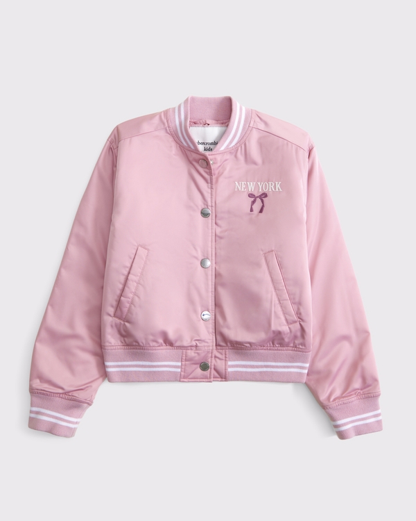 letterman bomber jacket, Peony view 2