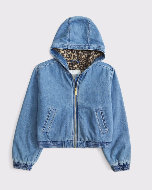 hooded workwear full-zip jacket, Denim view 1