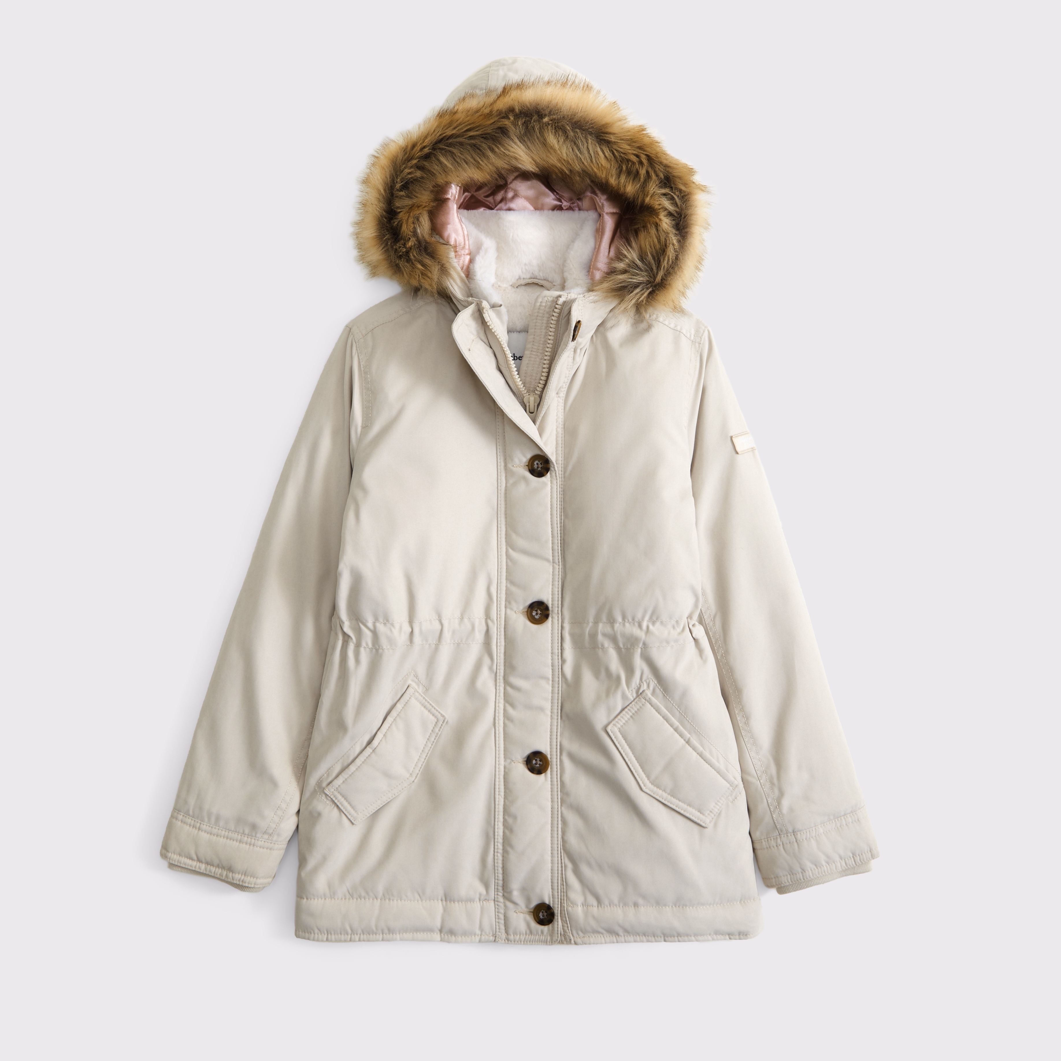 Abercrombie & Fitch Kids' Faux Fur Hooded Parka In Brown
