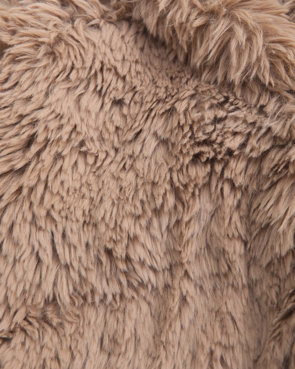 long faux fur jacket, Warm Taupe view 2