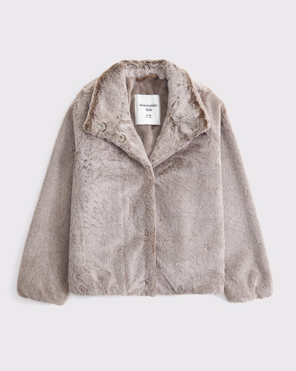 faux fur mockneck jacket, Light Brown Dd view 1