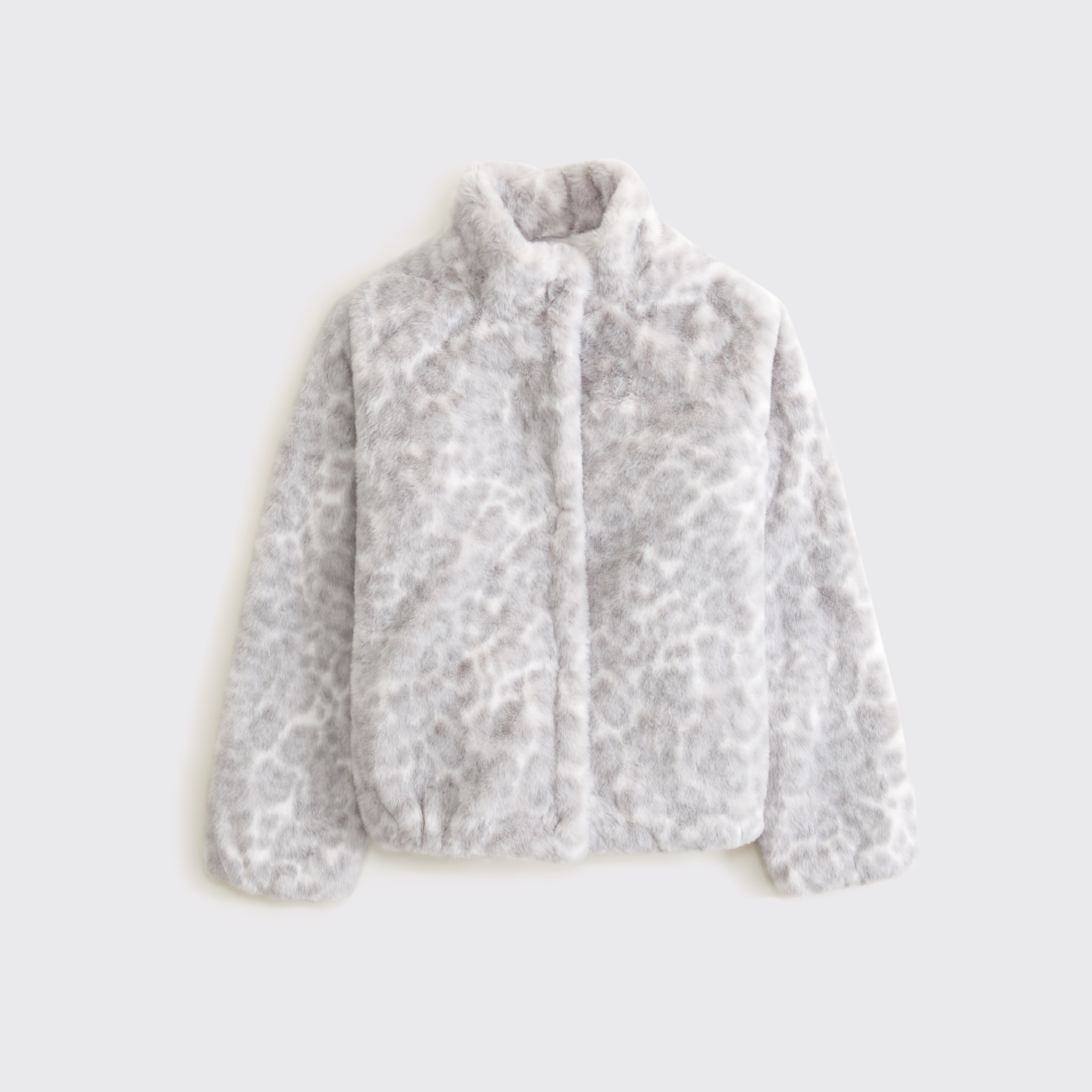 Abercrombie & Fitch Kids' Faux Fur Mockneck Jacket In Gray