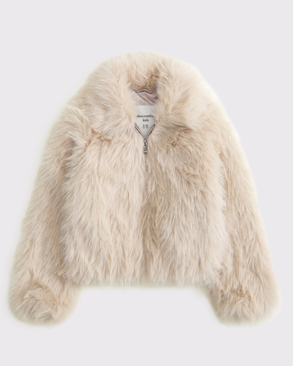 faux fur zip jacket, Light Brown view 2