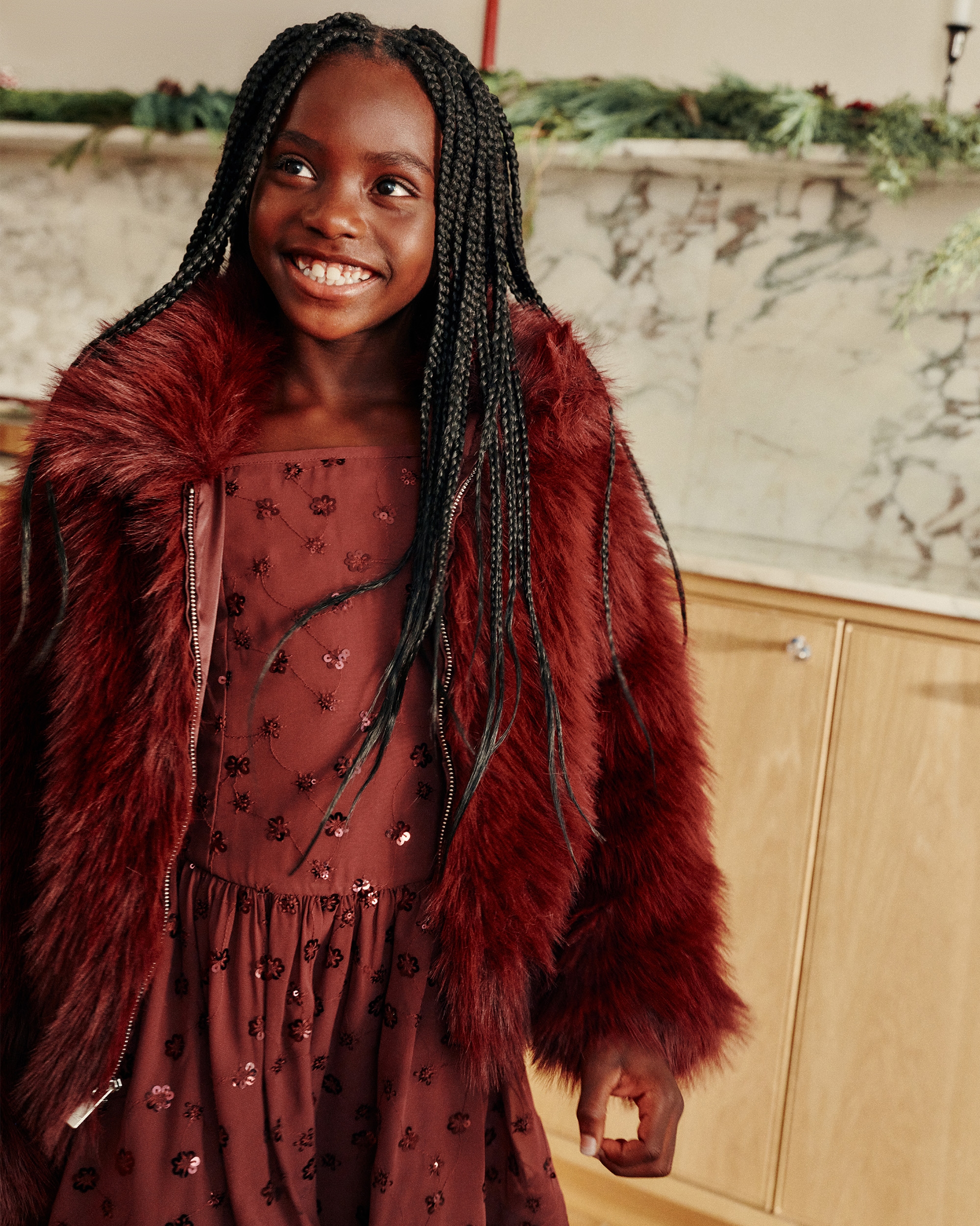 Abercrombie & Fitch Kids' Faux Fur Zip Jacket In Brown