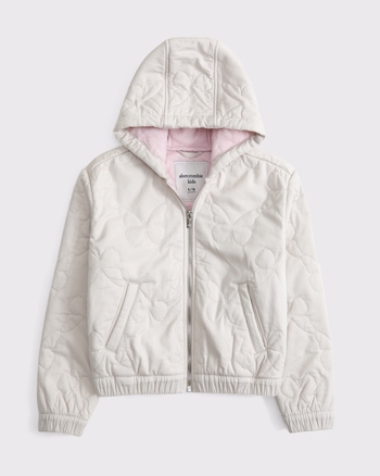 butterfly quilted bomber jacket