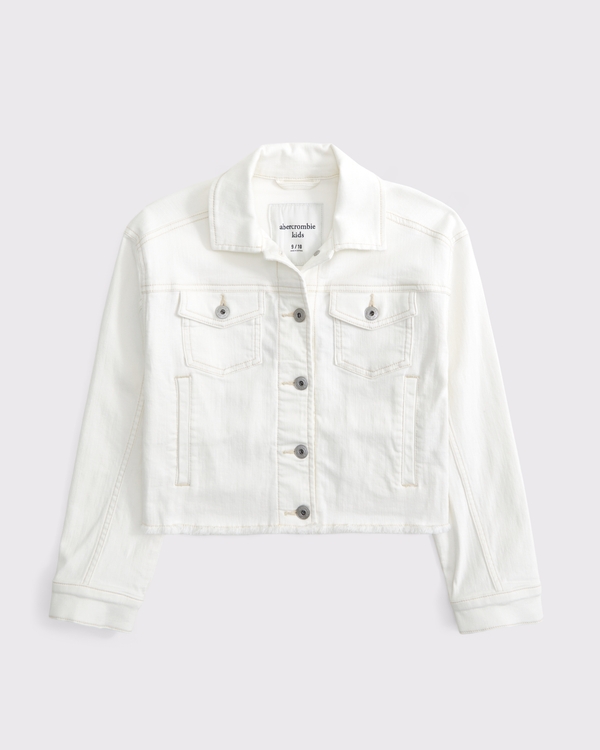 snoopy graphic denim jacket, White view 2