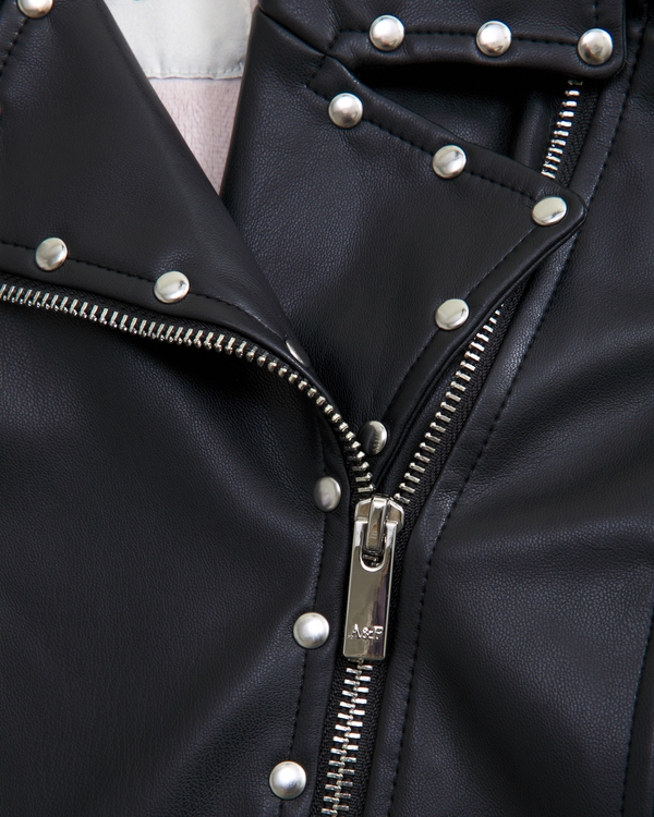 Veste en cuir vegan cloutée, Noir view 2