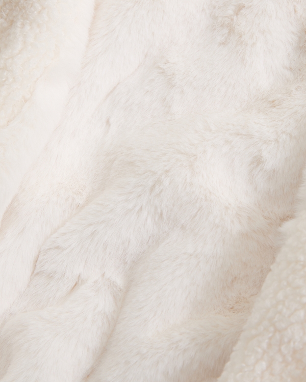 hooded sherpa full-zip jacket, Cream view 2