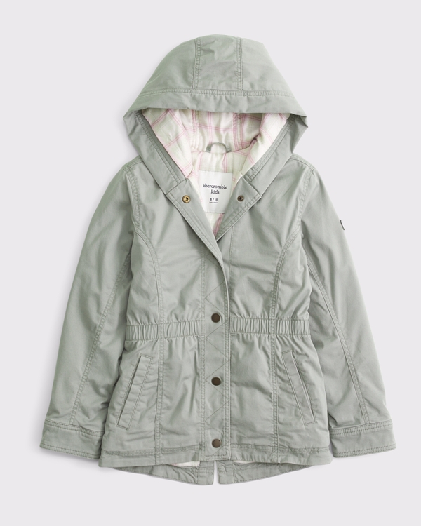 hooded military jacket, Frosty Olive view 1