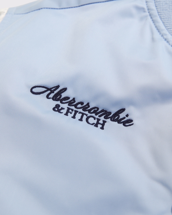 patchwork bomber jacket, Light Blue view 2