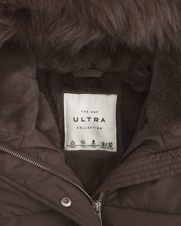 a&f ultra hooded faux fur-trim parka, Ash Brown view 2