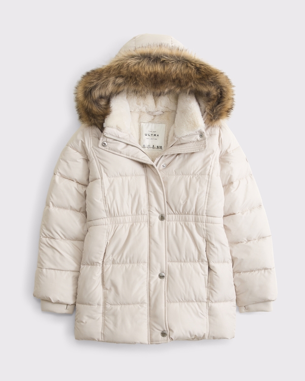 a&f ultra hooded faux fur-trim parka, Moonbeam view 1