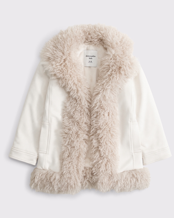 faux fur-trimmed vegan suede jacket