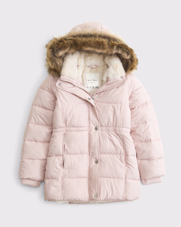a&f ultra hooded faux fur-trim parka