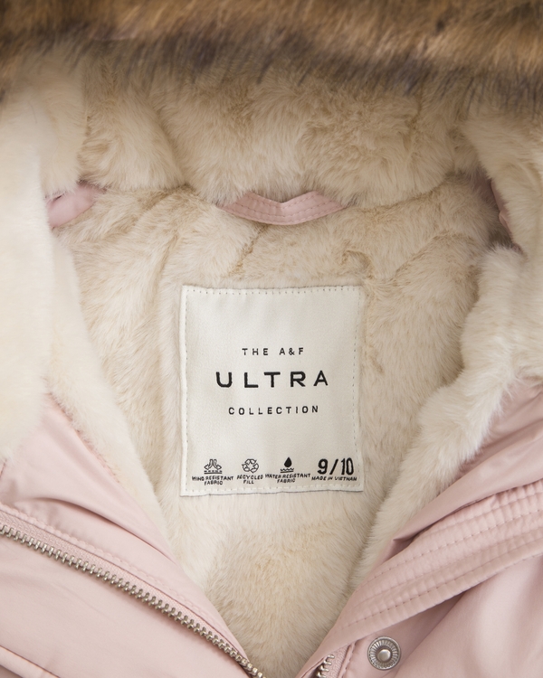 a&f ultra hooded faux fur-trim parka, Pale Rose view 2