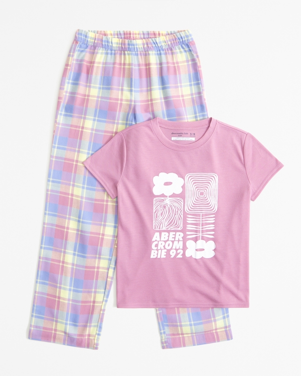flannel pajama set, Light Purple