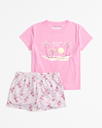 girls shorts pajama set, girls pajamas