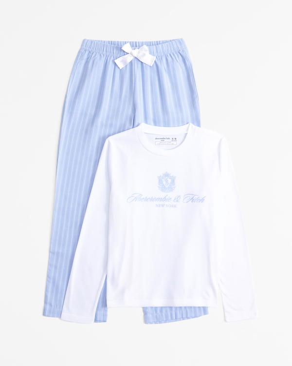 flannel pajama set, Blue Stripe