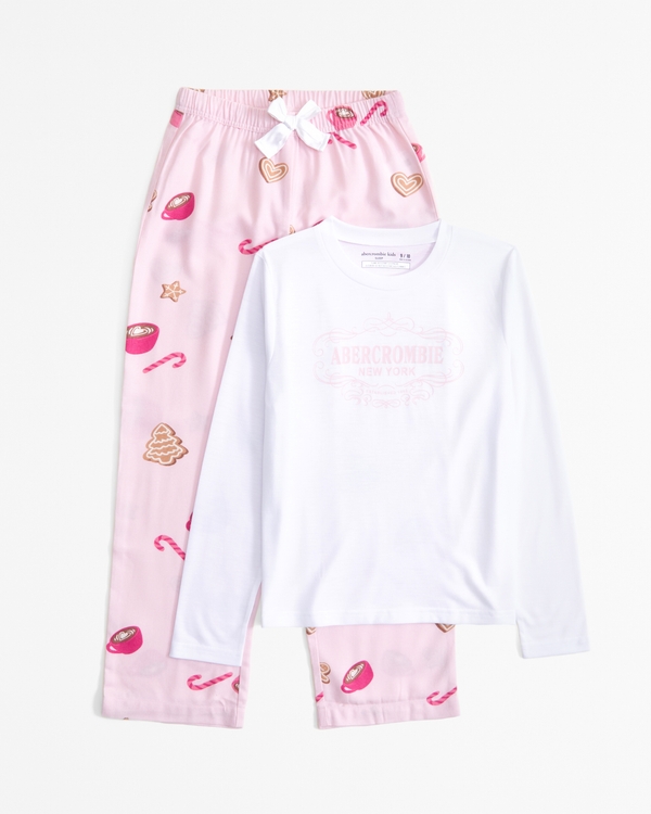 flannel pajama set, Cream