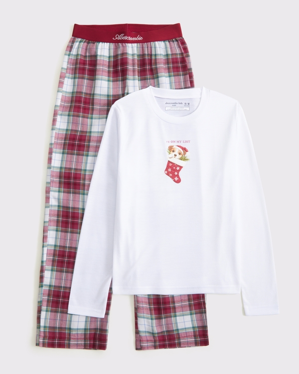 flannel pajama set, Red Plaid view 1