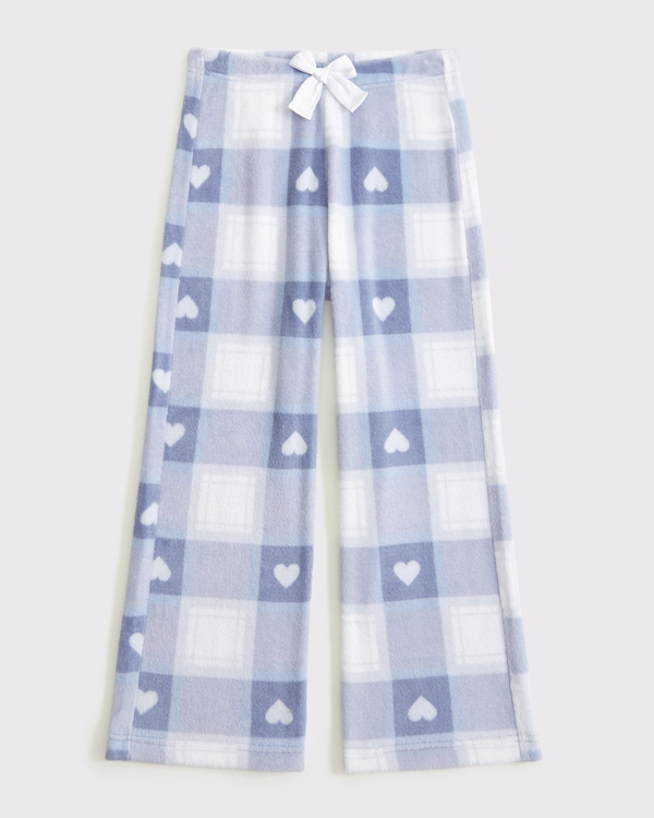 fleece pajama pants, Blue Plaid Pattern view 1