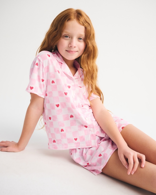 shorts pajama set, Pink Pattern view 1