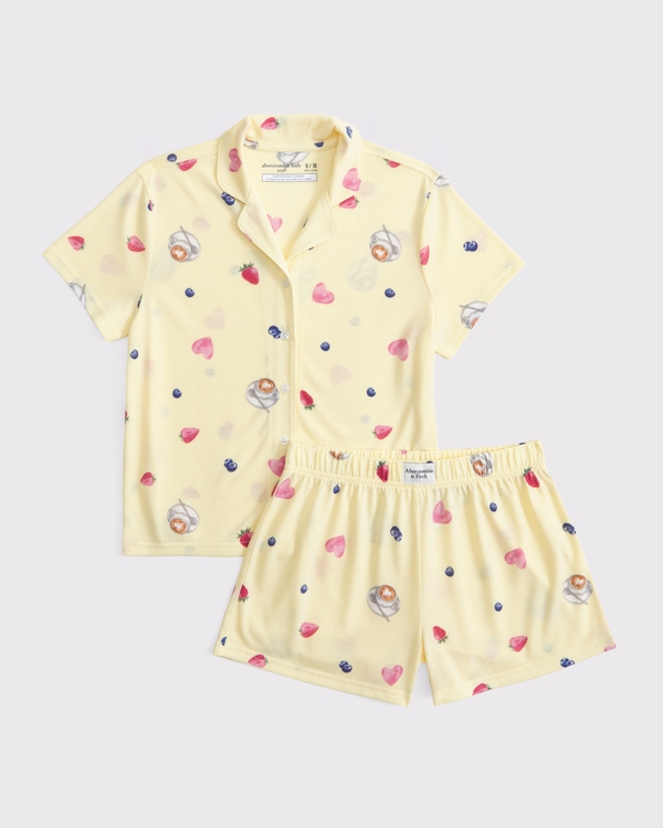 shorts pajama set, Yellow Pattern view 2