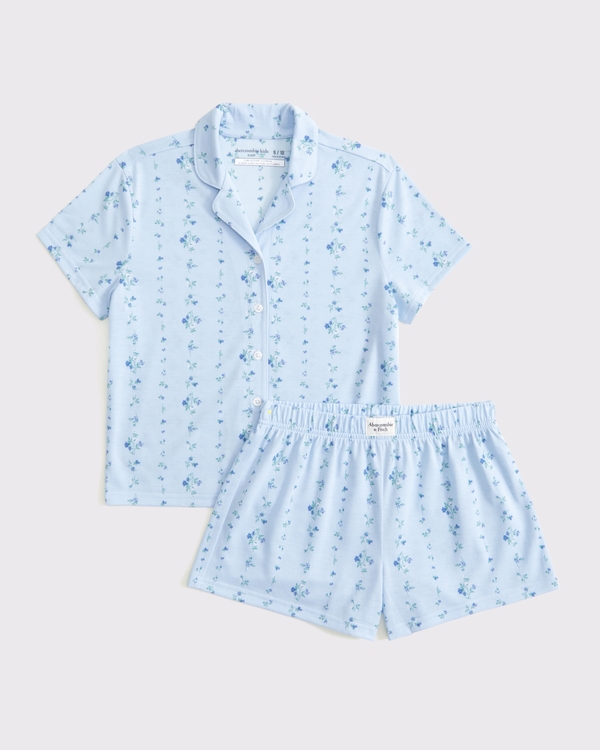 shorts pajama set, Light Blue Pattern view 1