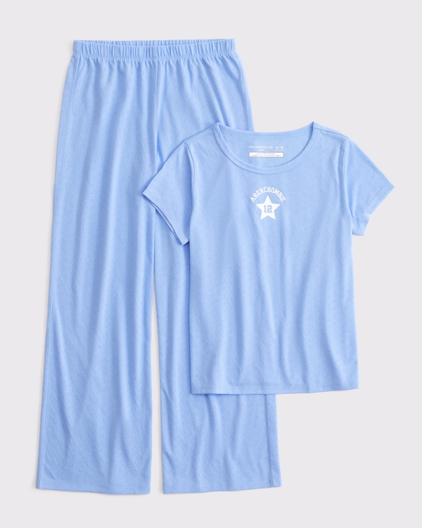 pointelle pant pajama set, Forget Me Not Blue view 1