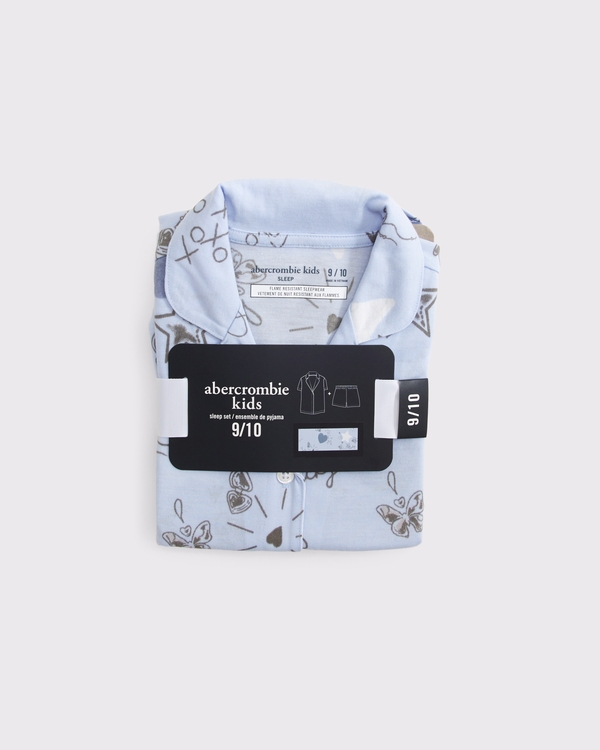 short pajama set, Powder Blue Pattern view 2