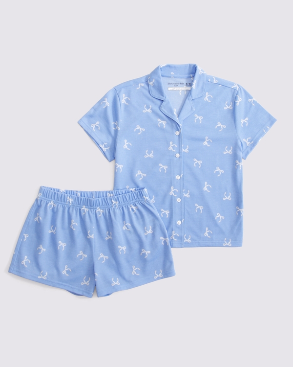 short pajama set, Blue Pattern view 1