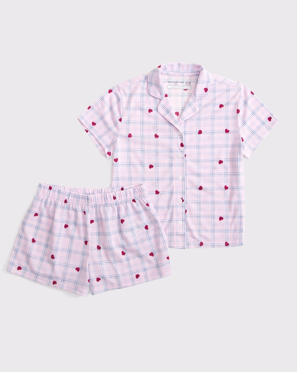 short pajama set, Light Pink Pattern view 1