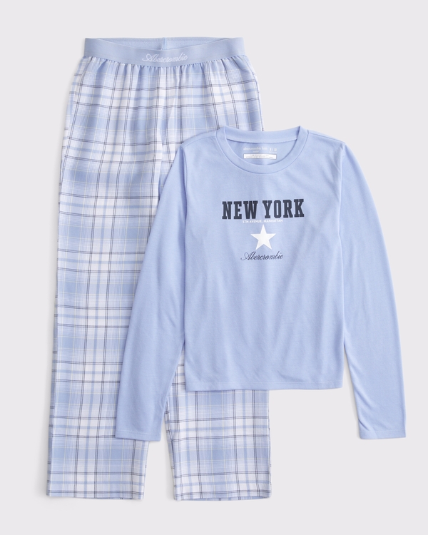 pajama pants set, Blue view 1