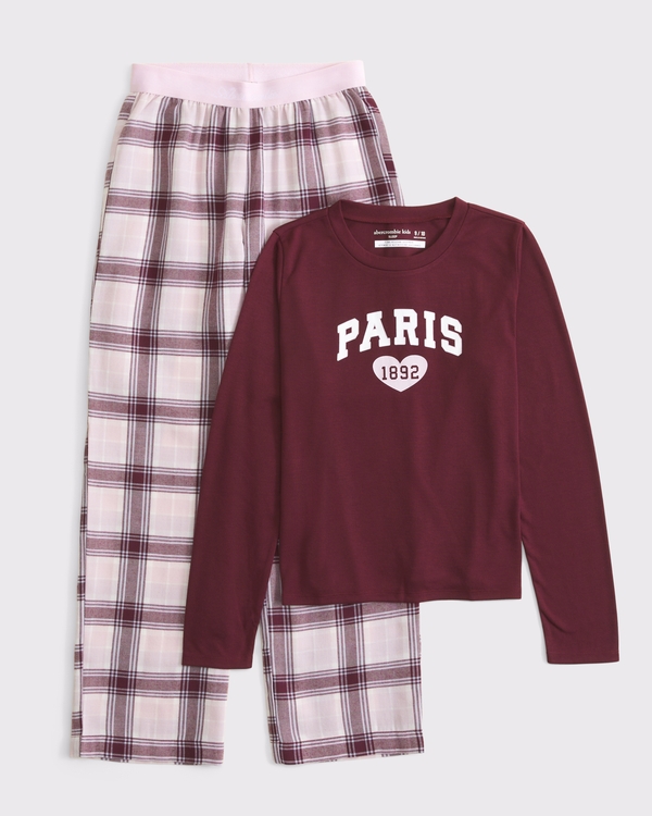pajama pants set, Maroon view 1