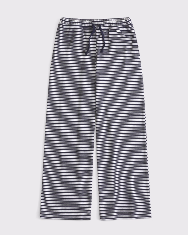 wide leg sweatpant, Navy Stripe view 1