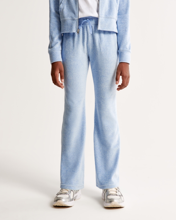 chenille boot sweatpants, Blue