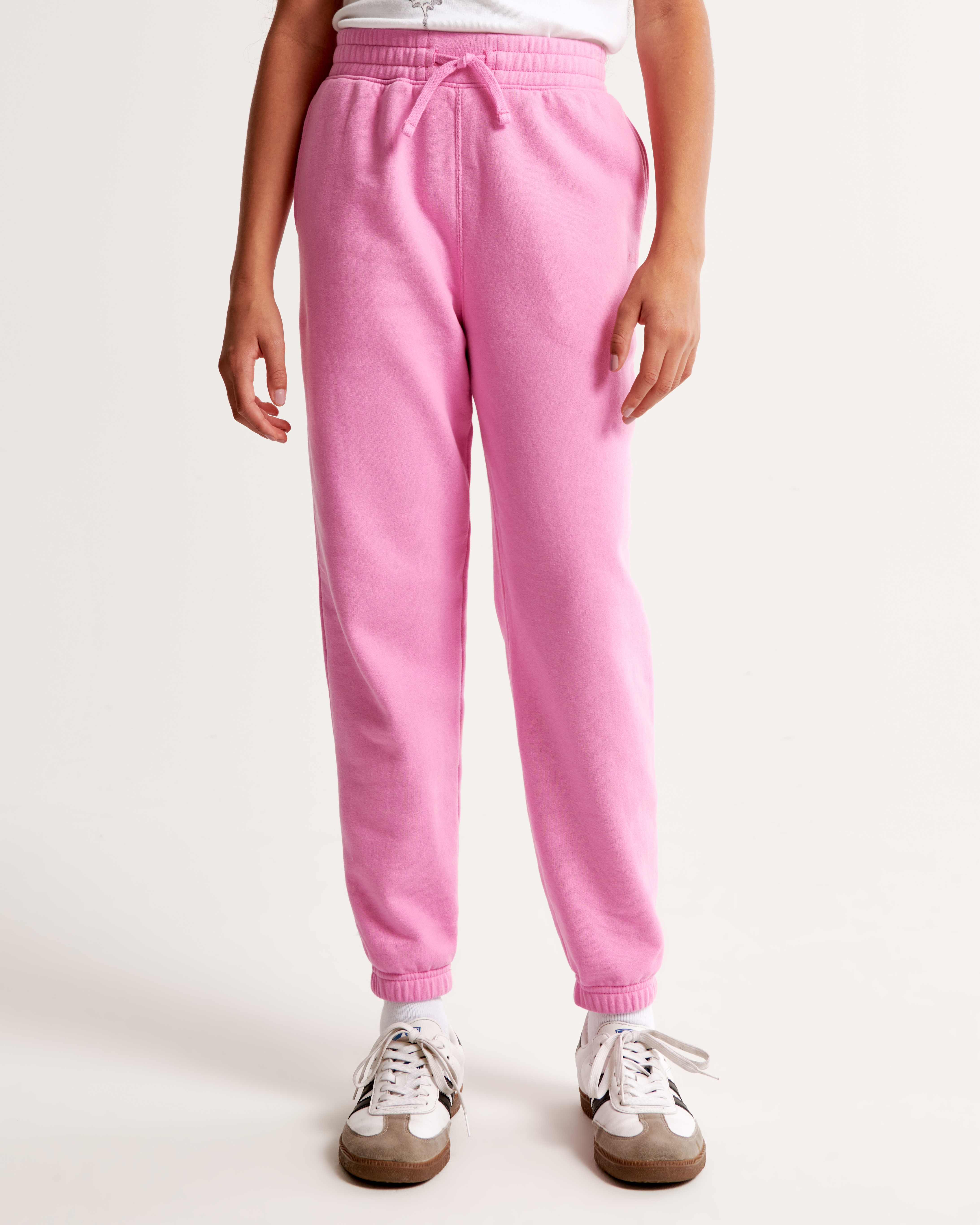 girls essential sunday logo fleece sweatpants girls bottoms Abercrombie