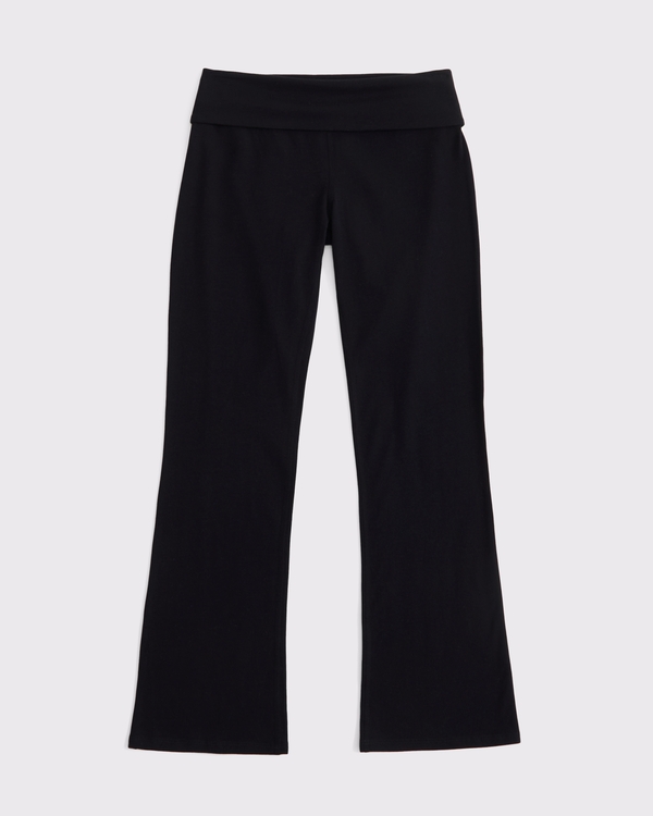 foldover mini-flare leggings, Black view 1