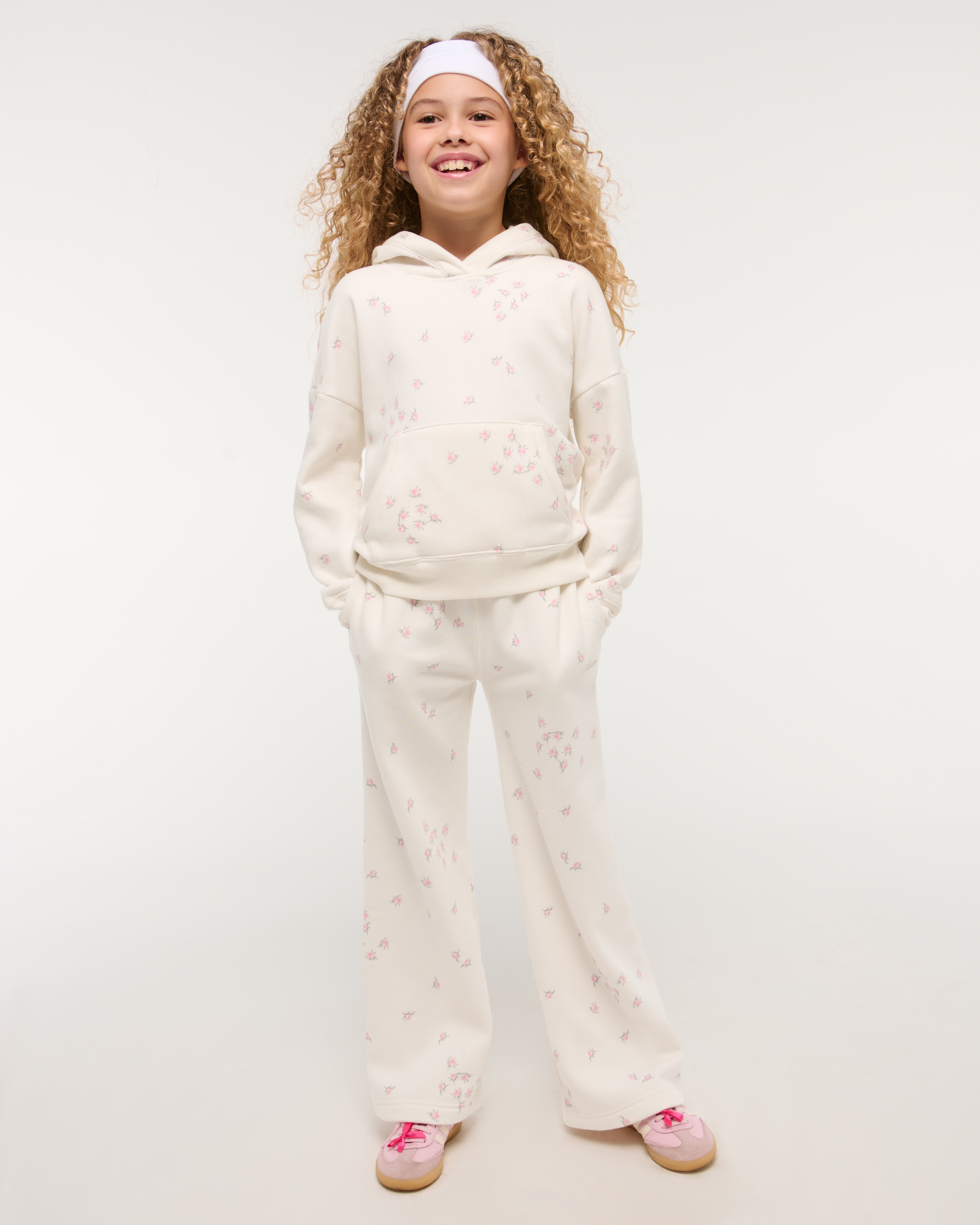 Abercrombie & Fitch Kids' Essential Wide Leg Sweatpants In White