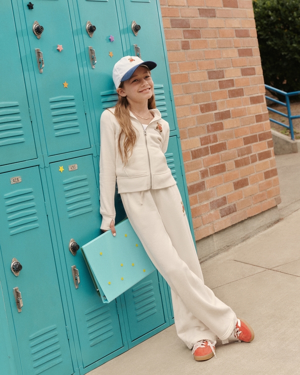 low rise baggy sweatpants, Cream view 1