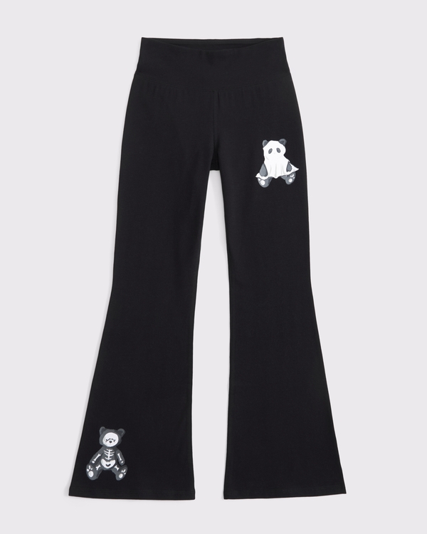 halloween graphic flare leggings, Black view 1