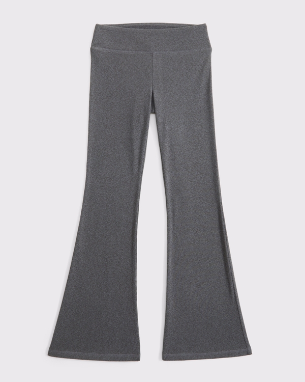 rib knit low rise flare leggings, Dark Gray view 1