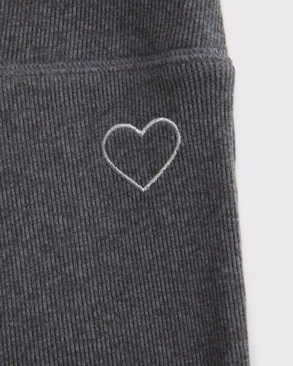 rib knit low rise flare leggings, Dark Gray view 2