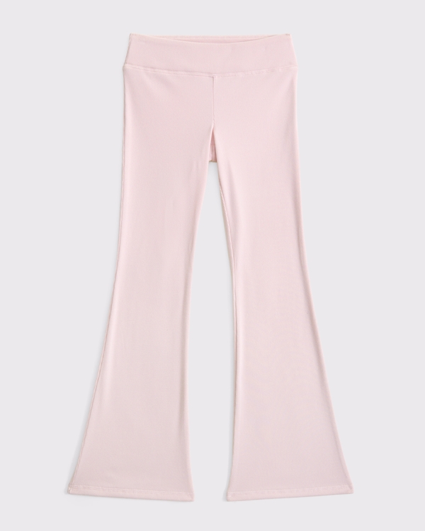 rib knit low rise flare leggings, Light Pink view 1
