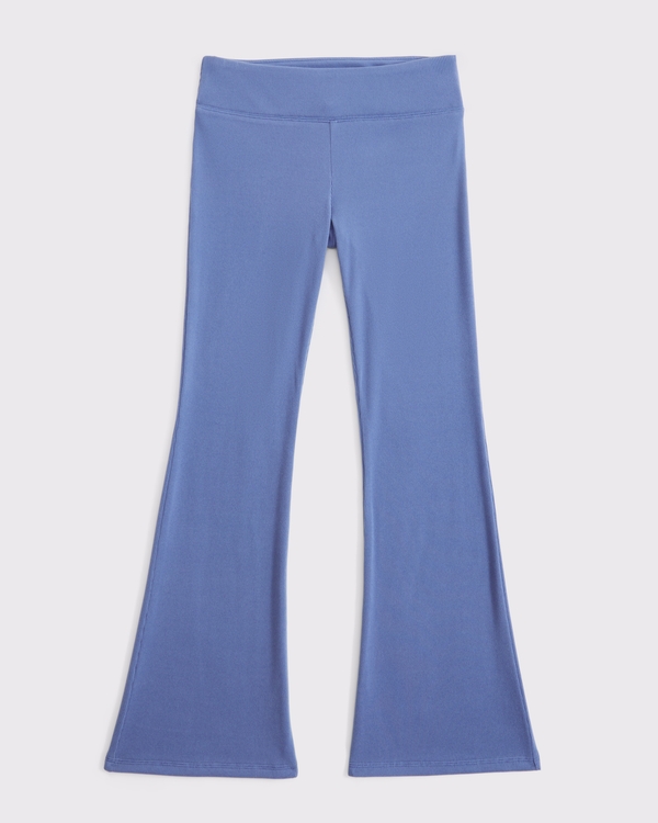 rib knit low rise flare leggings, Blue view 1