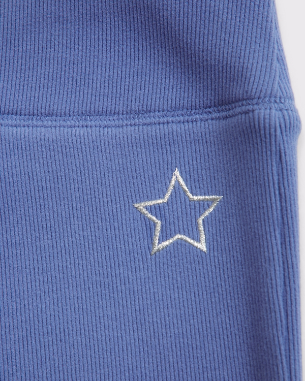 rib knit low rise flare leggings, Blue view 2