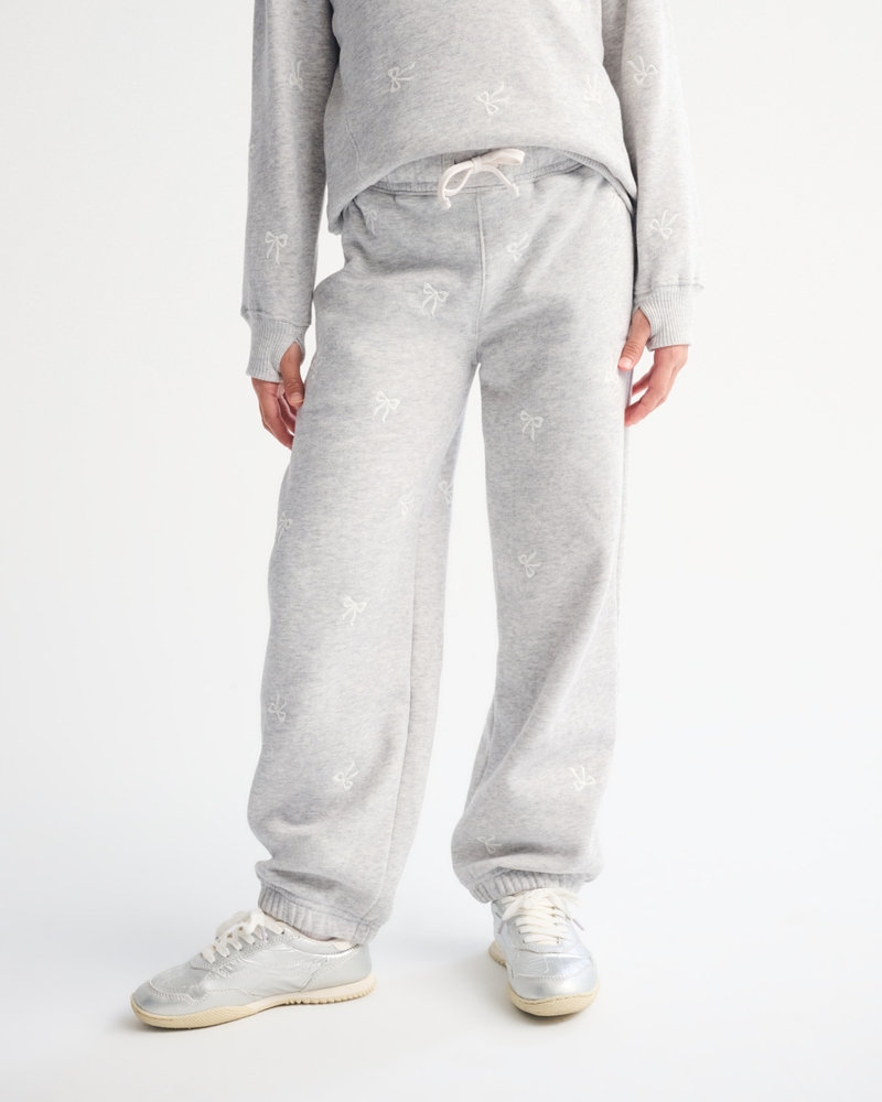 embroidered bow fleece sweatpants