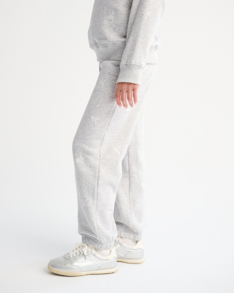 embroidered bow fleece sweatpants