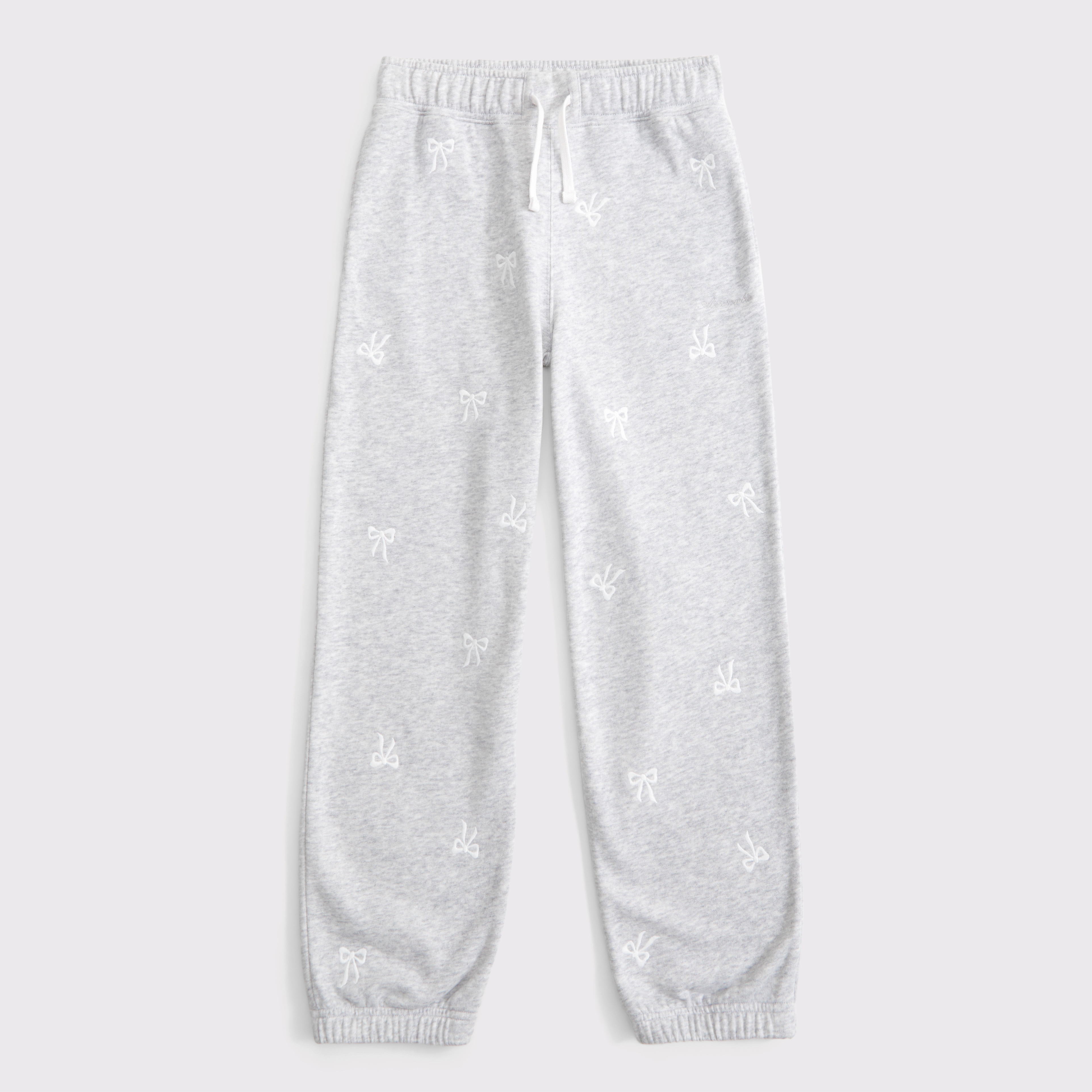 Abercrombie & Fitch Embroidered Bow Fleece Sweatpants In Gray